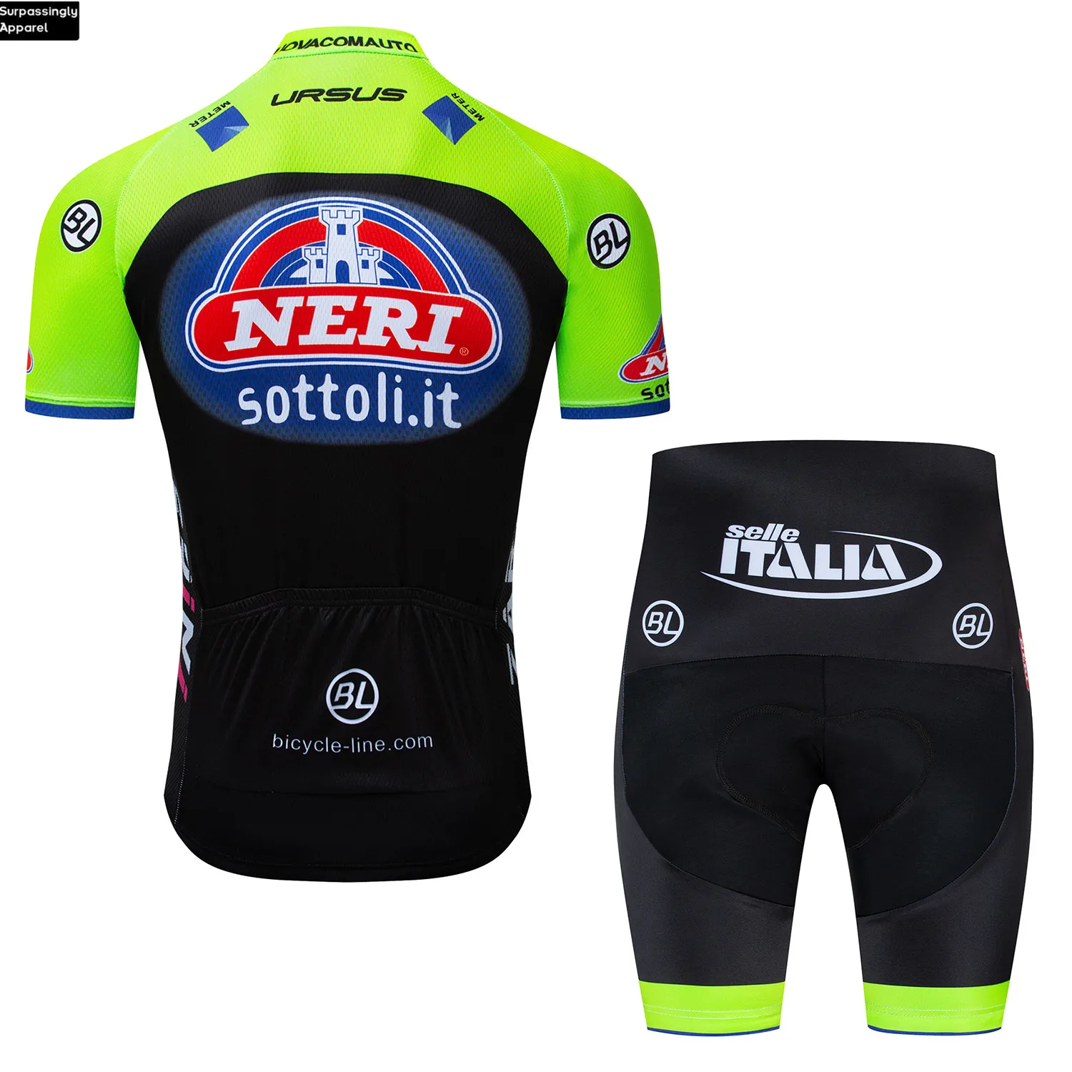 Велосипедная команда Sottoli Майка &quotИталия&quot 2019 Fluo Green Мужская Ropa Ciclismo летняя