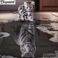 dispaint full squareround drill 5d diy diamond painting animal cat tiger embroidery cross stitch 3d home decor gift a11223