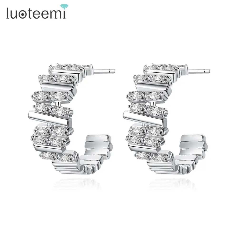 Модные полукруглые серьги гвоздики LUOTEEMI для женщин и девушек Свадебная
