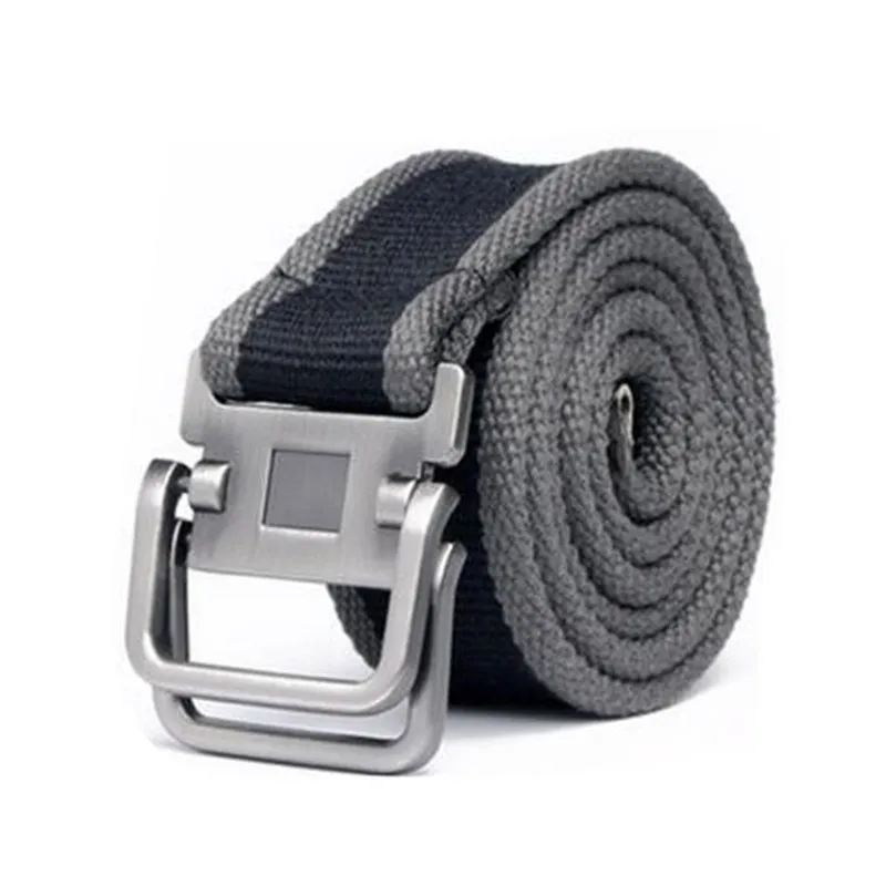 Мужской ремень с двойным кольцом и пряжкой утолщенный тканевый пояс для военных