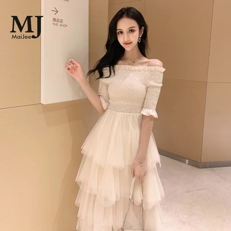 Шифоновое макси платье MaiJee летнее из сетчатой ткани с вышивкой Vestidos De Fiesta Noche Verano