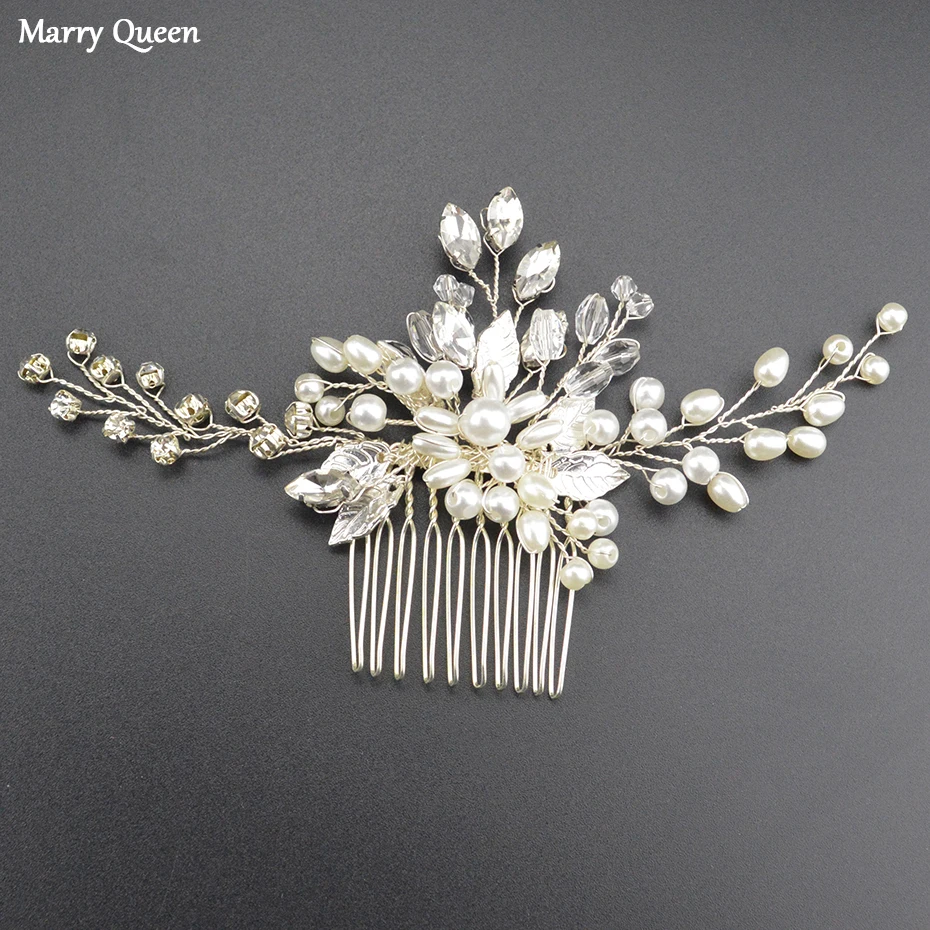 Корейский стиль серебро гребень для волос в виде листьев диадема невесты Модный