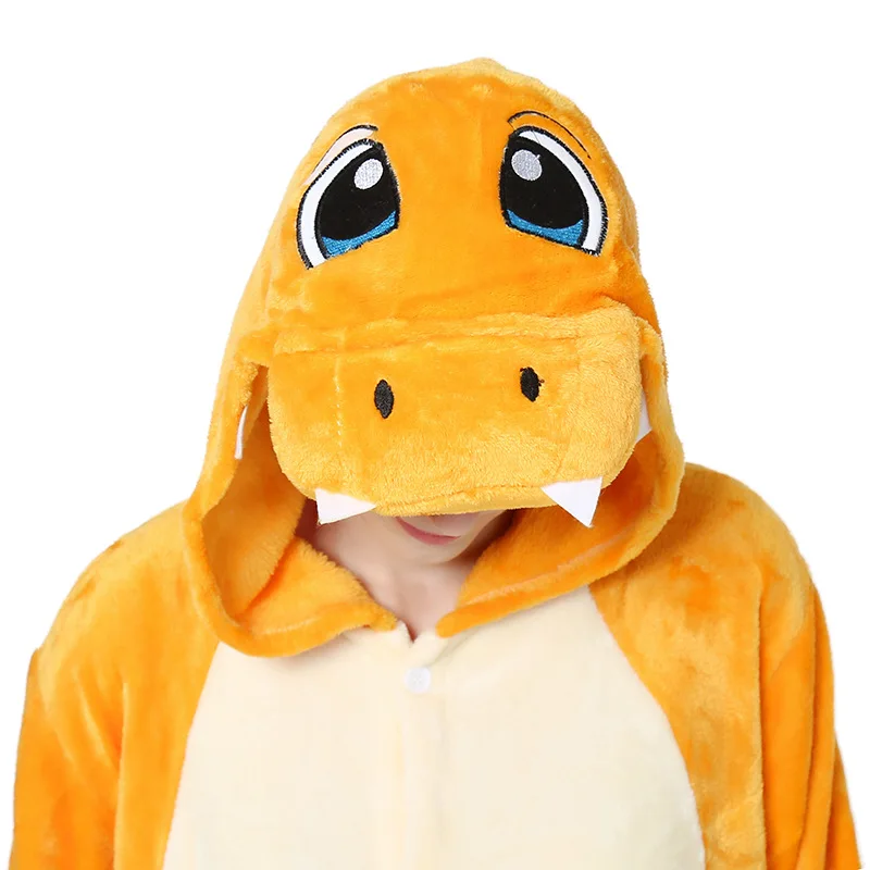 Orange Пижамы кигуруми с динозаврами, костюм для косплея, костюм на Хэллоуин, семейная Пижама с драконом для женщин - Color: Orange