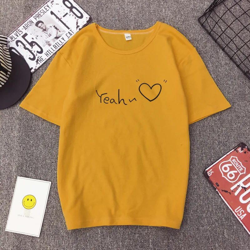 2019 Summer Couples Lovers T-Shirt for Women Casual Tops Tshirt T Shirt Love Heart Letters Print Female | Женская одежда