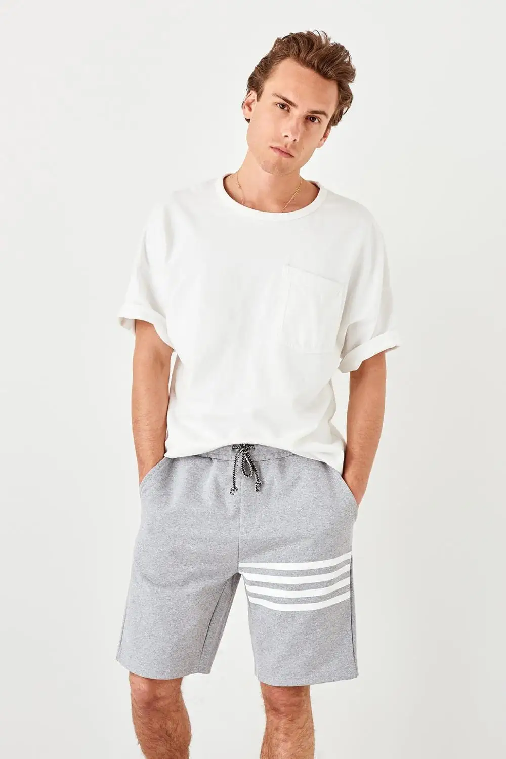 Trendyol новые белые мужские шорты с лентами TMNSS19VL0031|Женские шорты| |