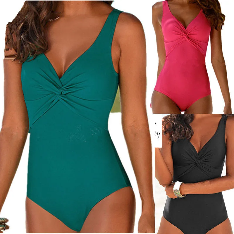 Чистый цвет бикини для женщин 2018 сексуальный женский купальник цельный новейший