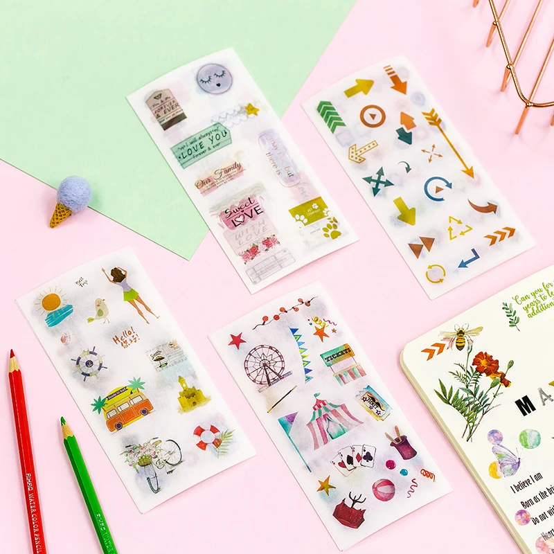 6 шт./упак. Kawaii Наклейки декоративный альбом для стикеров DIY дневник планировщик