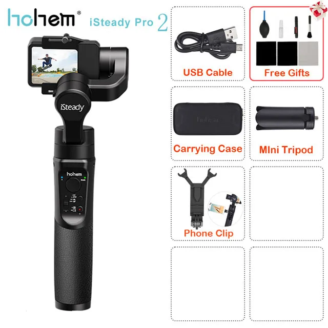 Hohem iSteady Pro/Pro2 ручной шарнирный стабилизатор для камеры GoPro встроенный Батарея для экшн-Камеры GoPro Hero 7 black/6/5/4 Для sony RX0/SJCAM экшн Камера - Цвет: iSteady Pro 2 kit 2