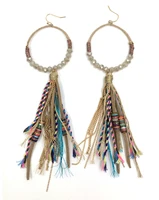 long fringe dangle earring beaded leather long tassel earrings crystal chandelier earrings bohemian style earrings colorful