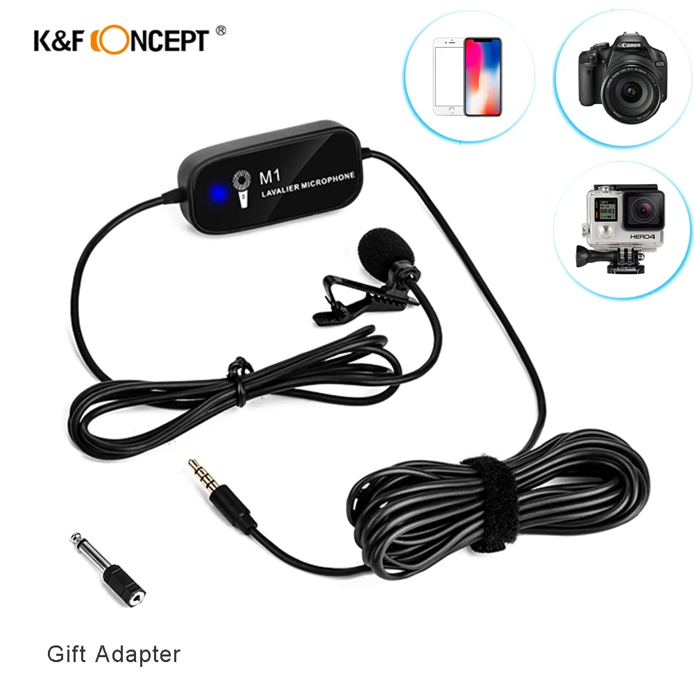 Петличный микрофон K & F Concept портативный внешний для камеры ноутбука IPhone Android GoPro