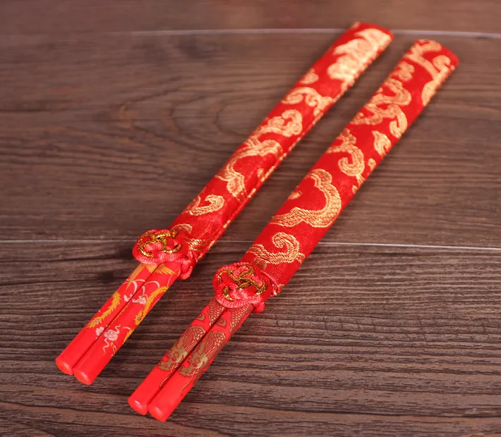 Новые деревянные китайские палочки для еды с принтом двойного счастья и дракона