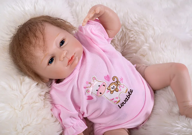 46 см reborn силиконовые детские куклы розовая одежда настоящий вид bebe живая кукла