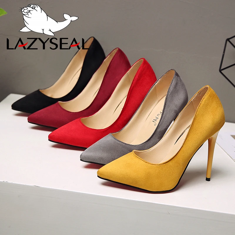LazySeal обувь женские туфли лодочки на каблуке шпильке из искусственной замши