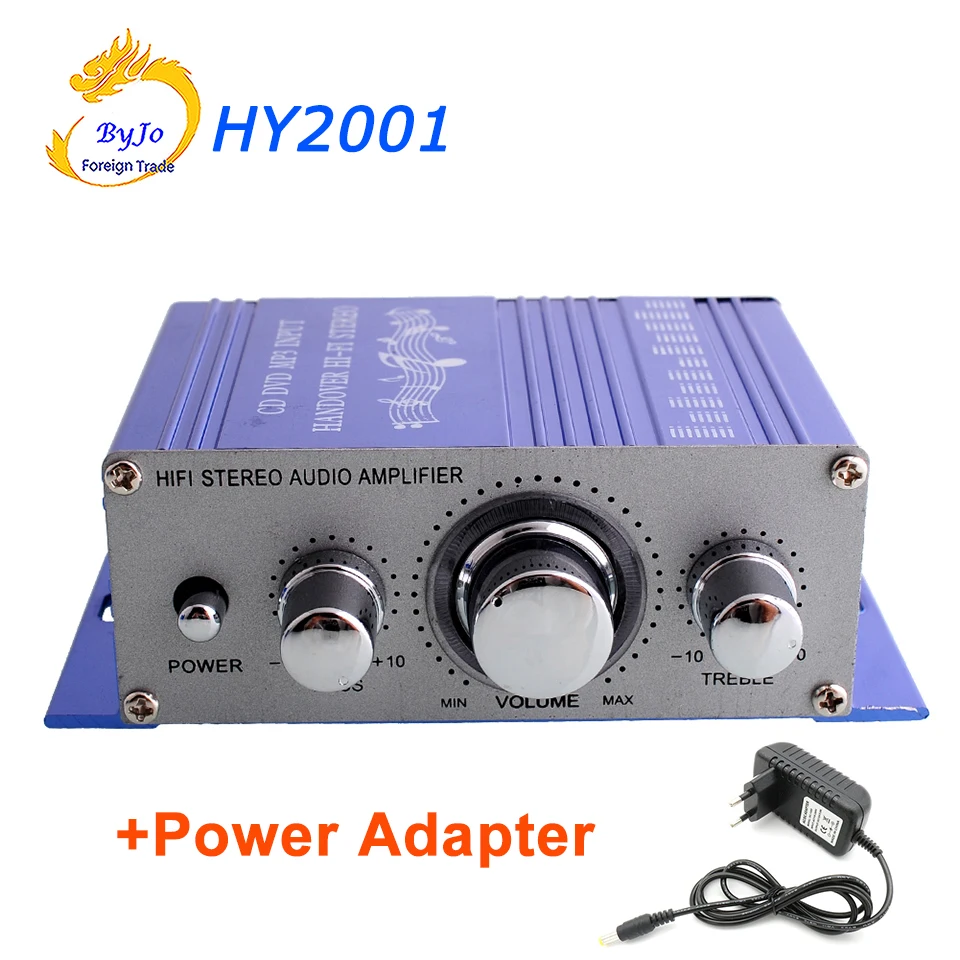 

Мини-усилитель HY2001, автомобильный стерео усилитель мощности, HiFi аудио CD DVD MP3 прочный плеер, автомобильный усилитель мощности + адаптер питан...