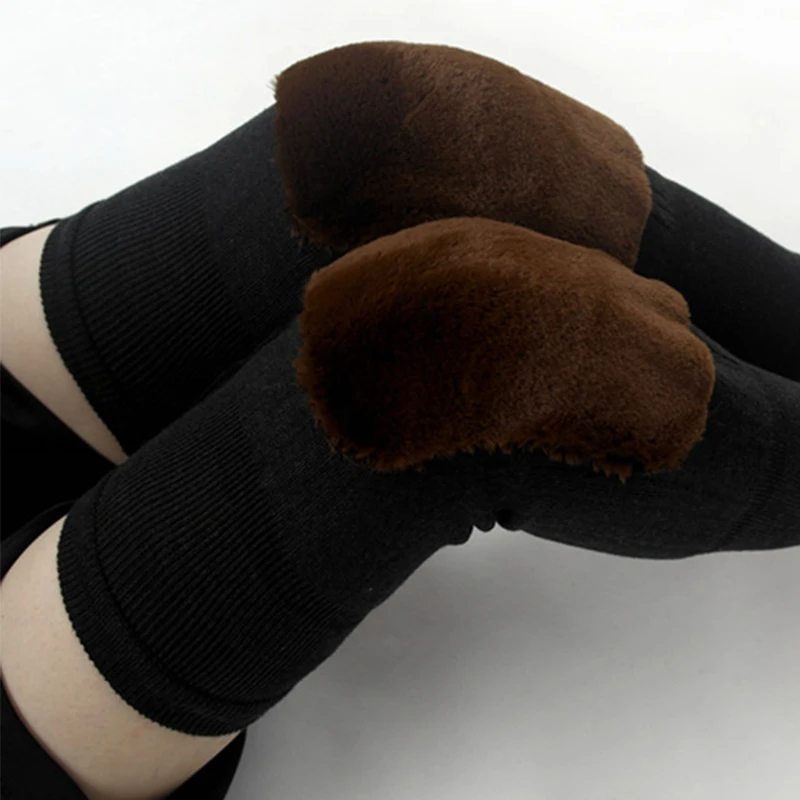 Теплые шерстяные леггинсы на коленях утолщенные эластичные наколенники для