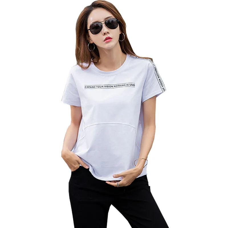 Женская хлопковая Футболка с буквенным принтом Camiseta Mujer белая футболка большого