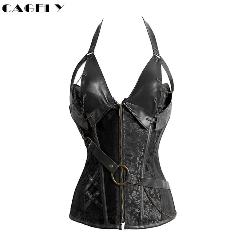 Корсет парчовый из искусственной кожи со стальными косточками одежда в