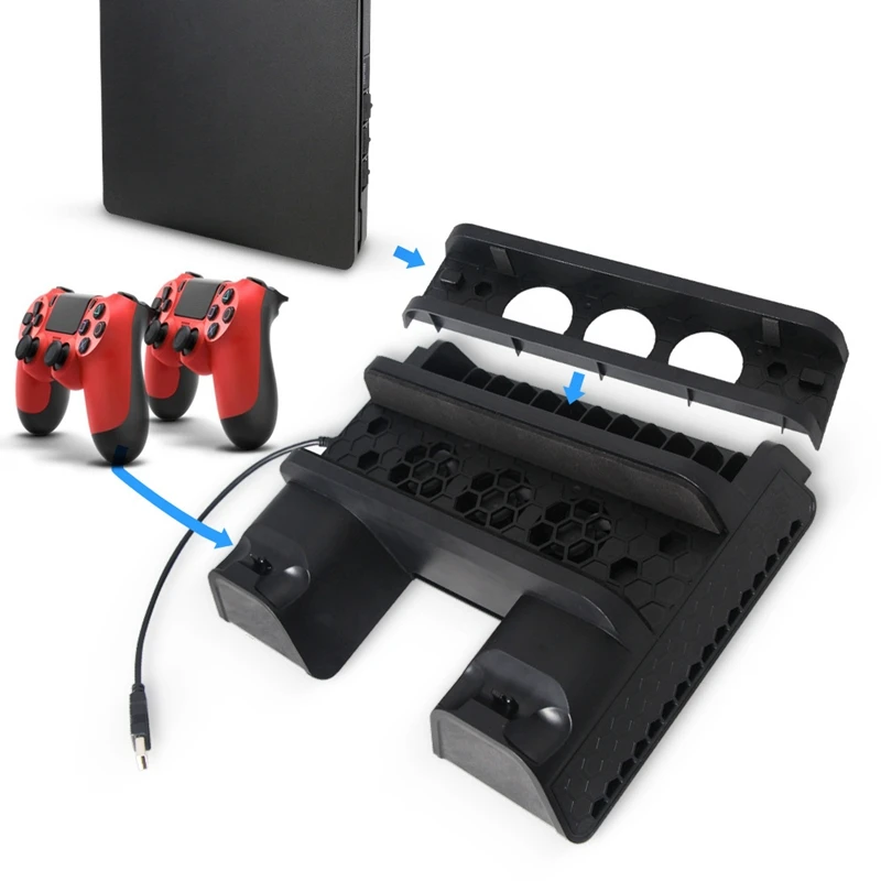 3 в 1 для Ps4/Ps4 Slim/Ps4 Pro вертикальная подставка с двойным контроллером зарядная