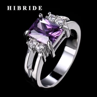 hibride purple cubic zircon women finger rings white gold color wedding ring for female jewelry r 173