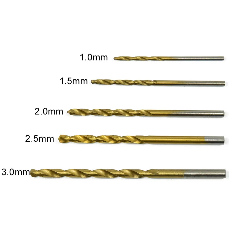 50PCs 1/1.5/2.0/2.5/3mmTitanium Coated HSS Drill Bit Tungsten Carbide Twist Power for Woodworking Tool Set | Инструменты