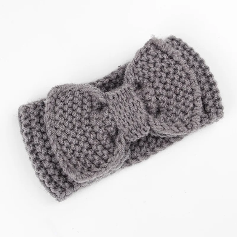 20baby grey Nishine/осенне-зимняя вязаная шерстяная повязка ручной работы для детей; эластичная вязаная крючком Теплая повязка для волос с цветочным рисунком; тюрбан для девочек - Цвет: 20baby grey