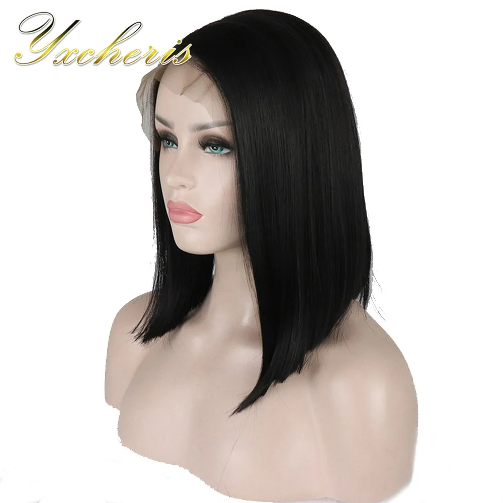 YXCHERISHAIR Синтетические прямые парики на шнурках спереди для черных женщин