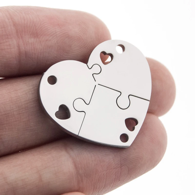 Пазл-Шарм из нержавеющей стали 100% Очаровательная подвеска 3 в 1 ярлык форме сердца
