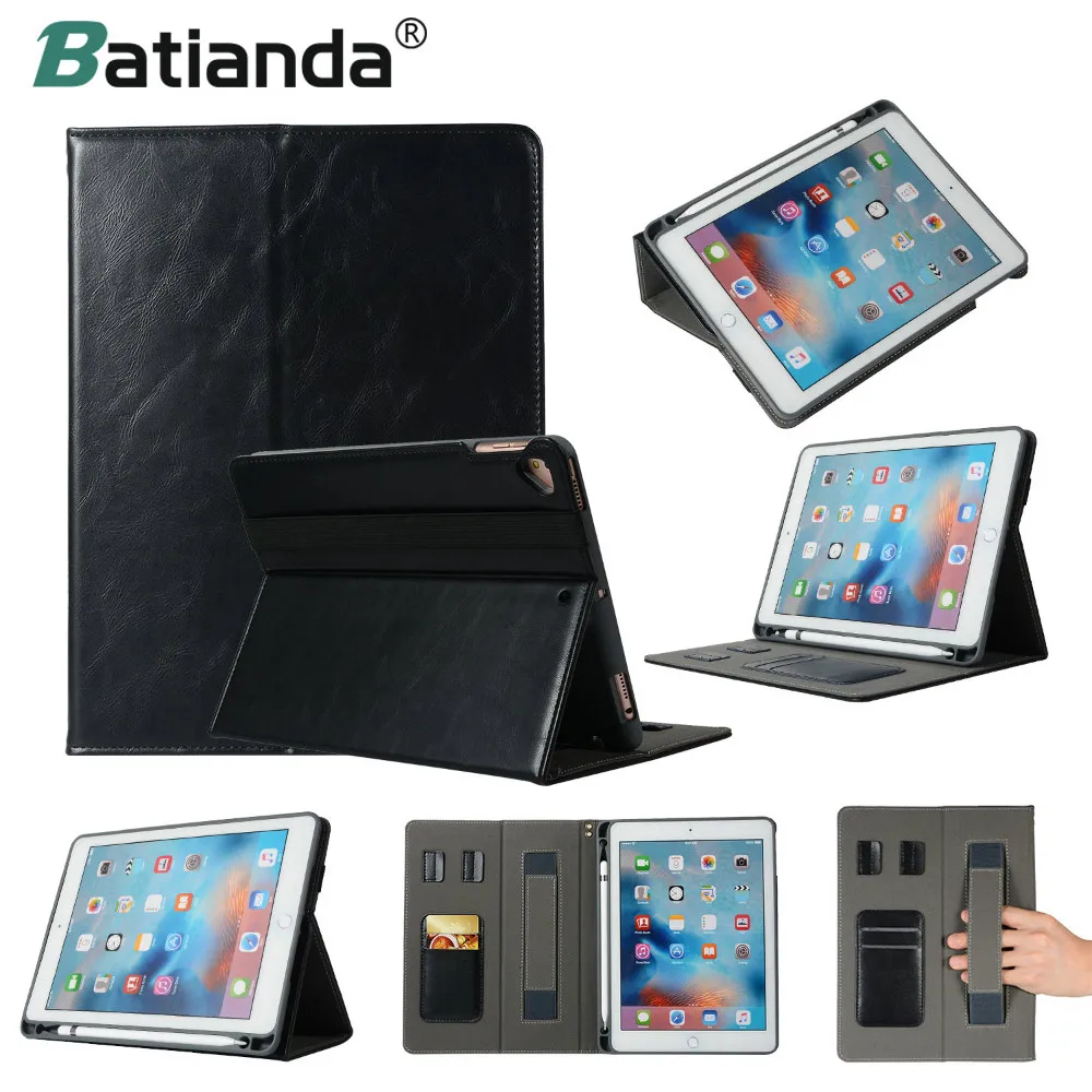 Чехол портфель для iPad 9 7 2018 2017 с держателем карандашом + отделением карт Air 1 2 Pro Couqe