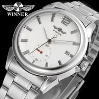 winner wrg8037m4s1 automatic fashion dress wristwatch silver watch with stainless steel band for men hot selling free ship