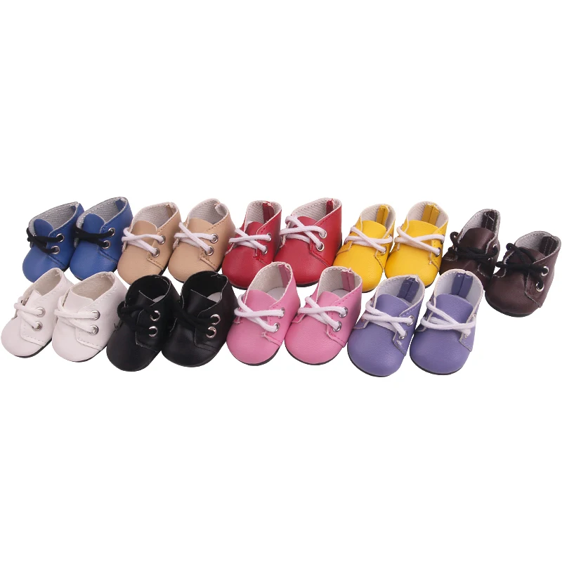 

14.5 inch Girls doll shoes Fashionable lace-up shoes PU American new born accessories Baby toys dress shoe x67