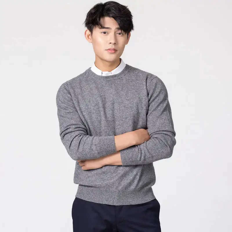 Oneck grey Мужские пуловеры, новинка зимы, модный свитер Vneck, кашемировые и шерстяные вязаные Джемперы, Мужская шерстяная одежда, Лидер продаж, стандартные мужские топы - Цвет: Oneck grey
