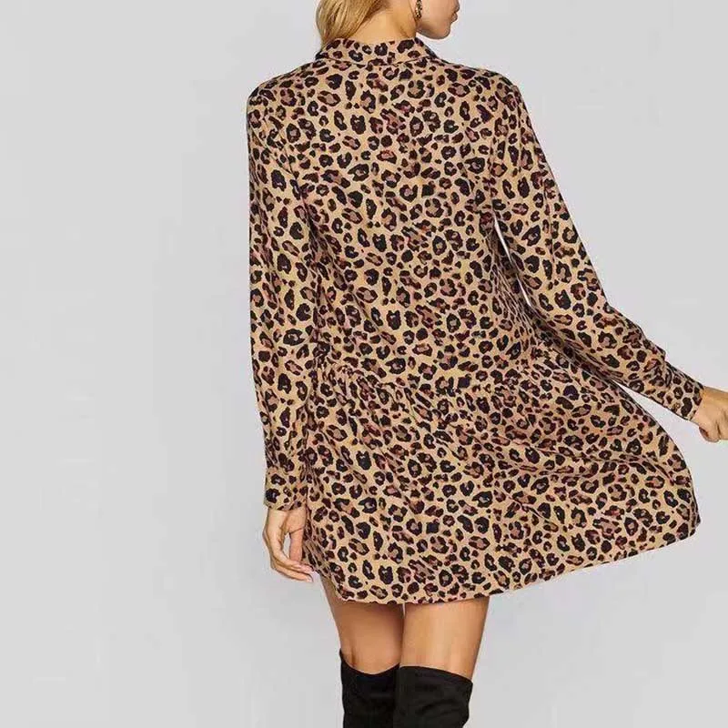 Женское платье с длинным рукавом Heydress винтажное мини-платье леопардовым принтом