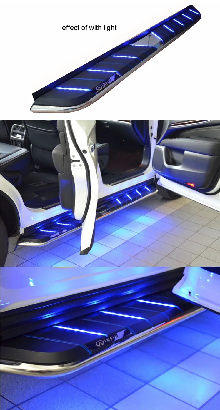 Подходит для INFINITI FX35 FX37 JX35 QX50 QX60 QX70 Беговая доска ступня nerf бар, "Топ Роскошный", с "светодиодный светильник", загрузка 300 кг