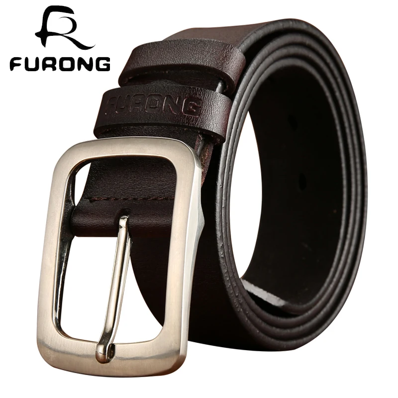 FURONG 100% Cow Genuine Leather High Quality Designer Belts for Men Luxury Leather Belt Men Fashion Vintage Pin Buckle Belts