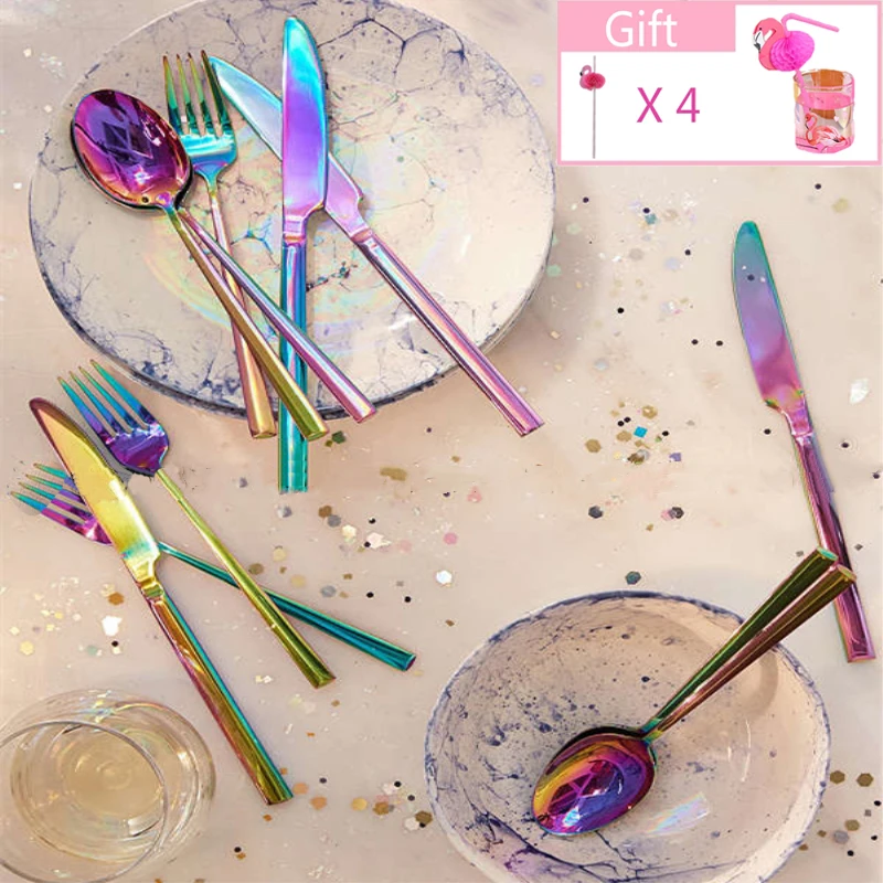 Набор столовых приборов из нержавеющей стали основной нож совок для супа цвета