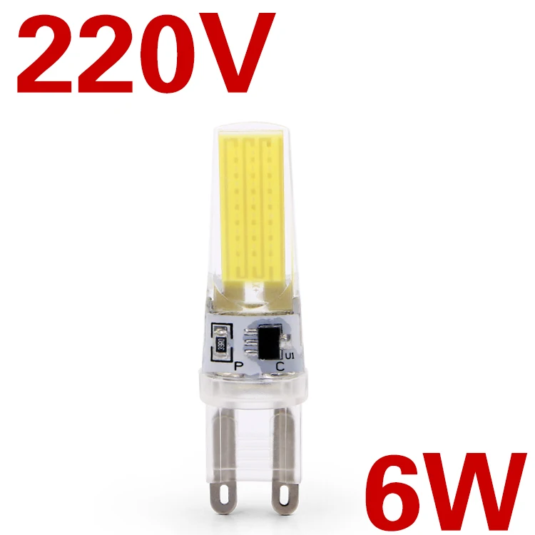 G9 6W 220V EnwYe светодиодный G4 G9 лампочка AC/DC 12V 220V 3W 6W COB SMD светодиодный светильник заменить галогенный прожектор - Испускаемый цвет: G9 6W 220V