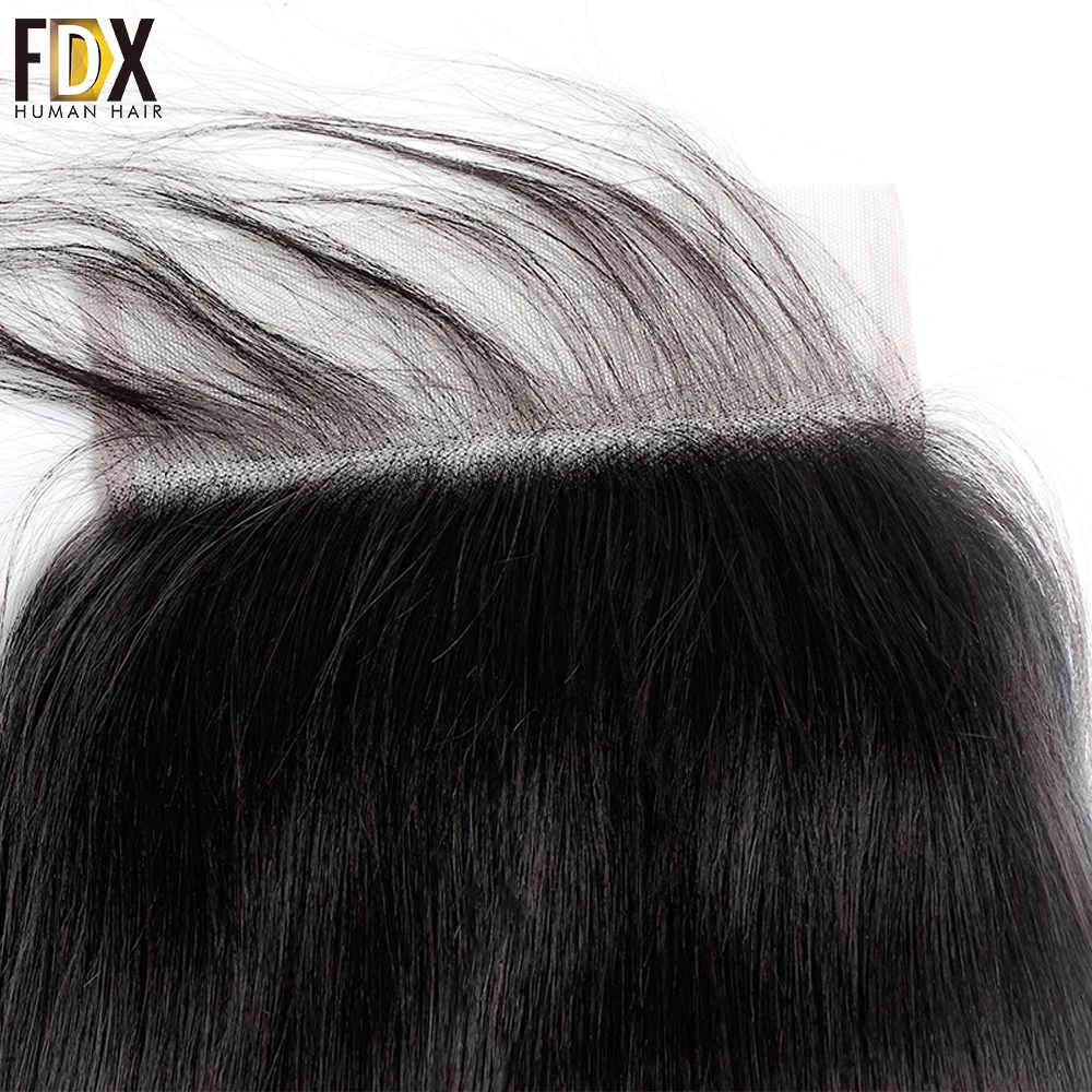 FDX Brzailian Hair 6x6 Lace Closure Straight Swiss Lace With Baby Hair Natural Human Hair 8 10 12 14 16 18 20 Inch remy closure