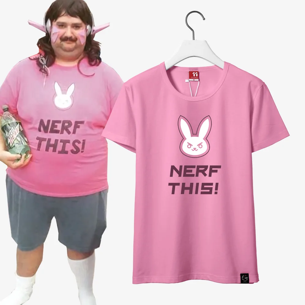OW D.VA розовый кролик Sweety унисекс короткий рукав Футболка для косплея Dva футболки