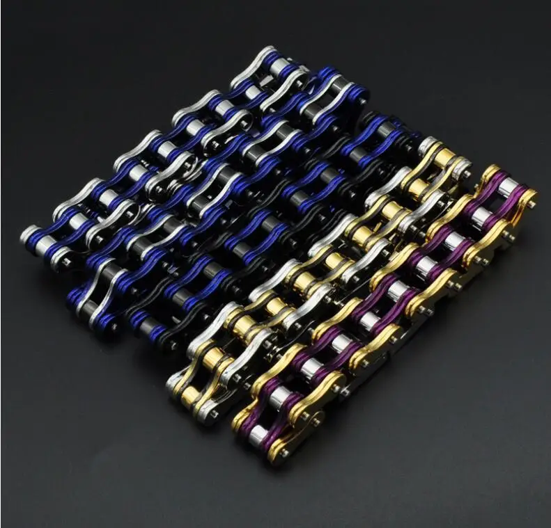 Men Women Black blue Bike Bicycle Motorcycle Chain Bracelets Jewelry Orange Red Titanium Stainless Steel Biker Bracelet Bangle | Украшения