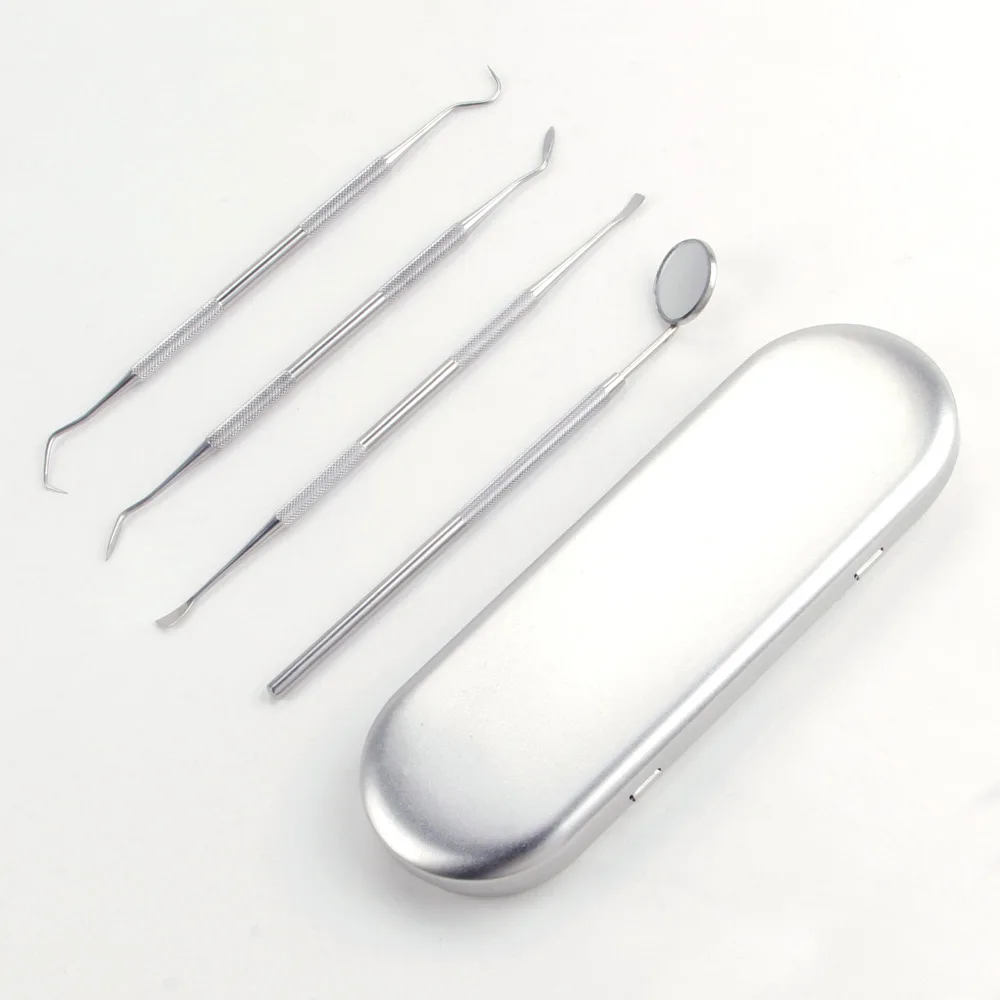 

Набор стоматологических инструментов из нержавеющей стали, 4 шт., зубные зеркала, набор инструментов для ухода за полостью рта, пинцет и серп...