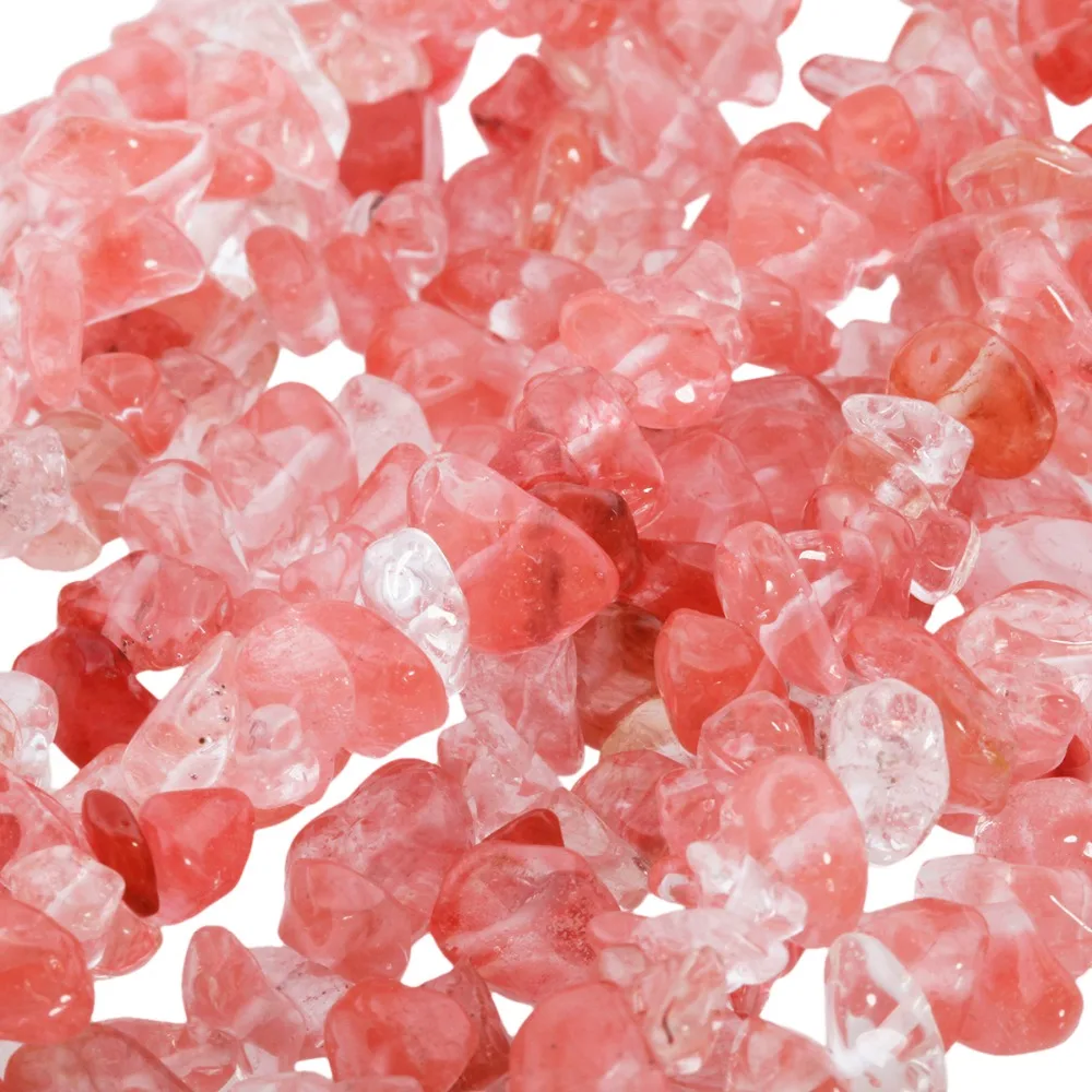 

TUMBEELLUWA Cherry Quartz Tumbled Chips Stone Irregular Shaped Drilled Loose Beads Strand for Jewelry Making 33 inches
