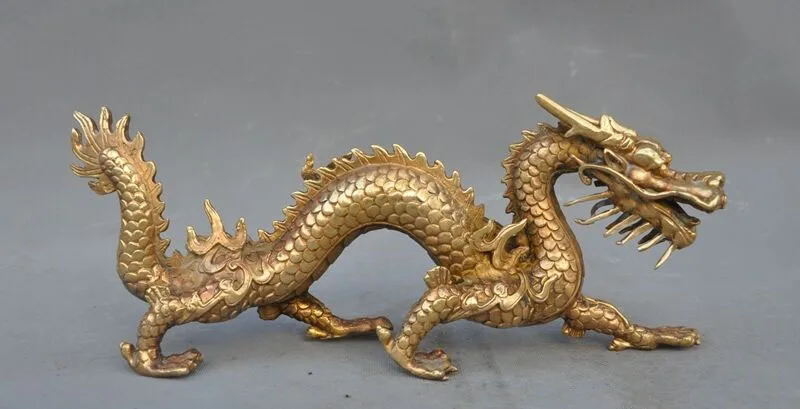 

wedding decoration 10"Chinese Totem Brass Fengshui Evil Wealth Zodiac Dragon beast Statue sculpture