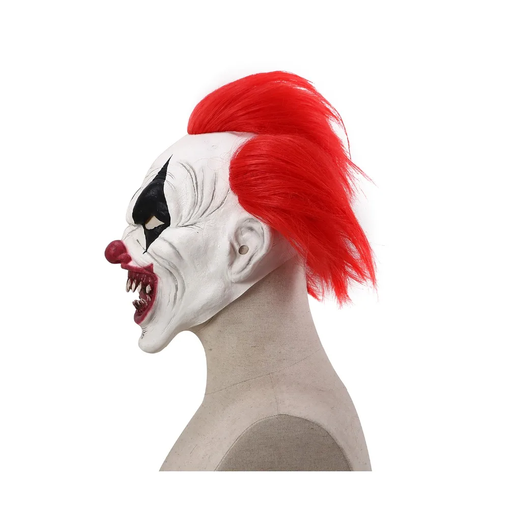 Страшный латексный костюм клоуна Pennywise с красными волосами маска для вечерние