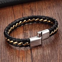 xqni chain cuff bracelet men magnet clasp stainless steel rope bracelets leather bracelets for women retail fashion bracelet