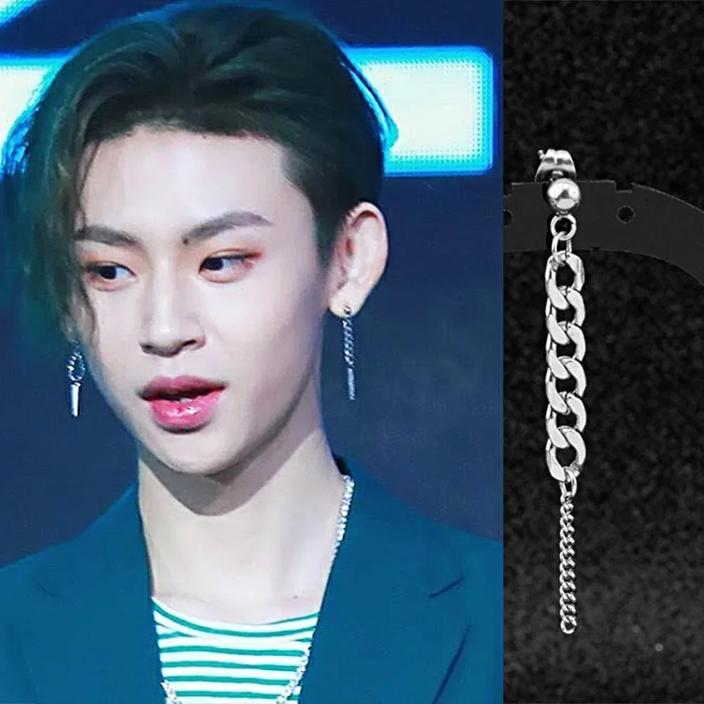 1 шт. KPOP корейские мужские серьги из нержавеющей стали, трендовые длинные готические серьги-подвески в стиле панк, ювелирные изделия, аксессуары Brincos