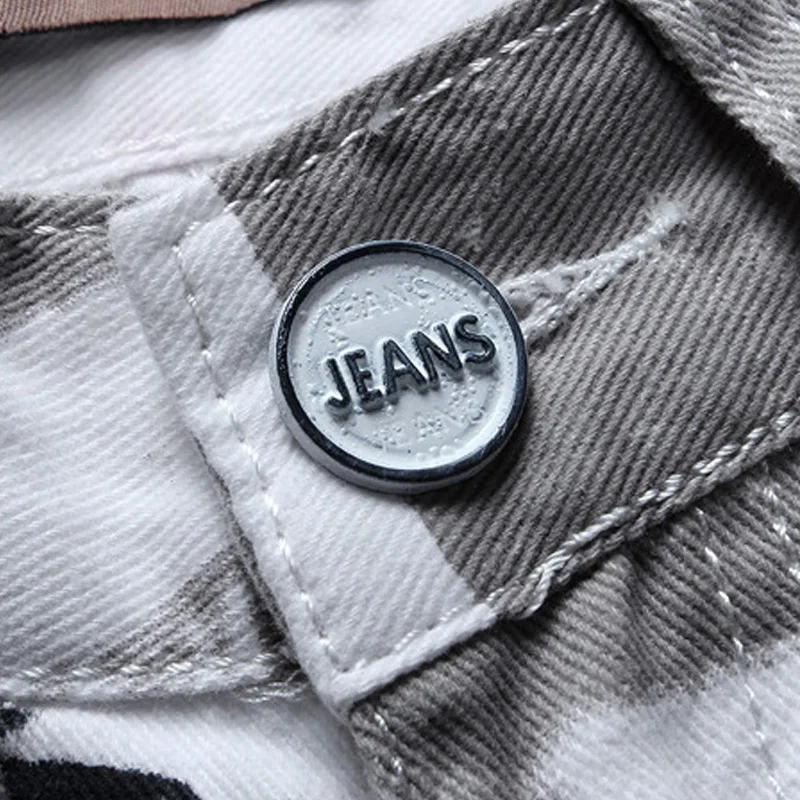 Новые роскошные брендовые Стрейчевые мужские джинсы с принтом американского