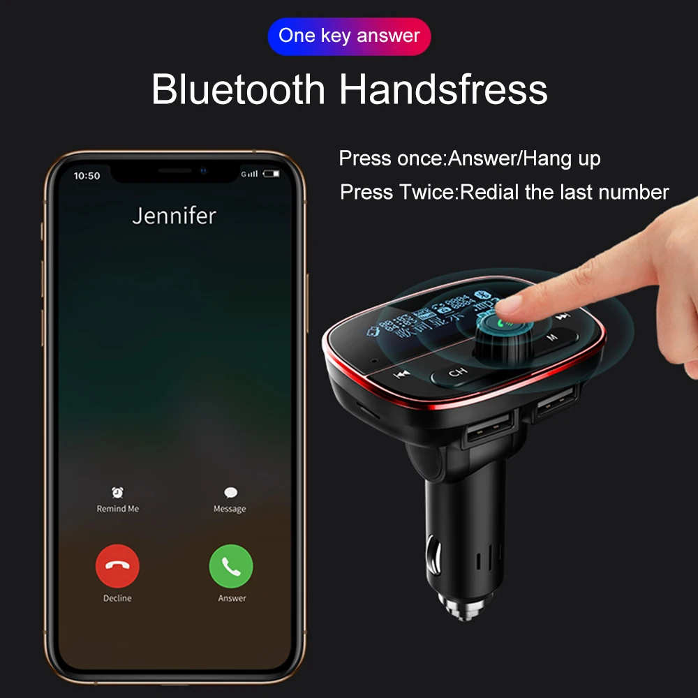 JINSERTA 2021 Мощность вкл/выкл Bluetooth 5 0 FM передатчик модулятор автомобильный комплект