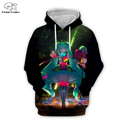 PLstar Cosmos мужские/женские 3D толстовки с принтом Hatsune Miku толстовки с капюшоном унисекс Топы Плюс Размер XS-7XL - Цвет: style 4