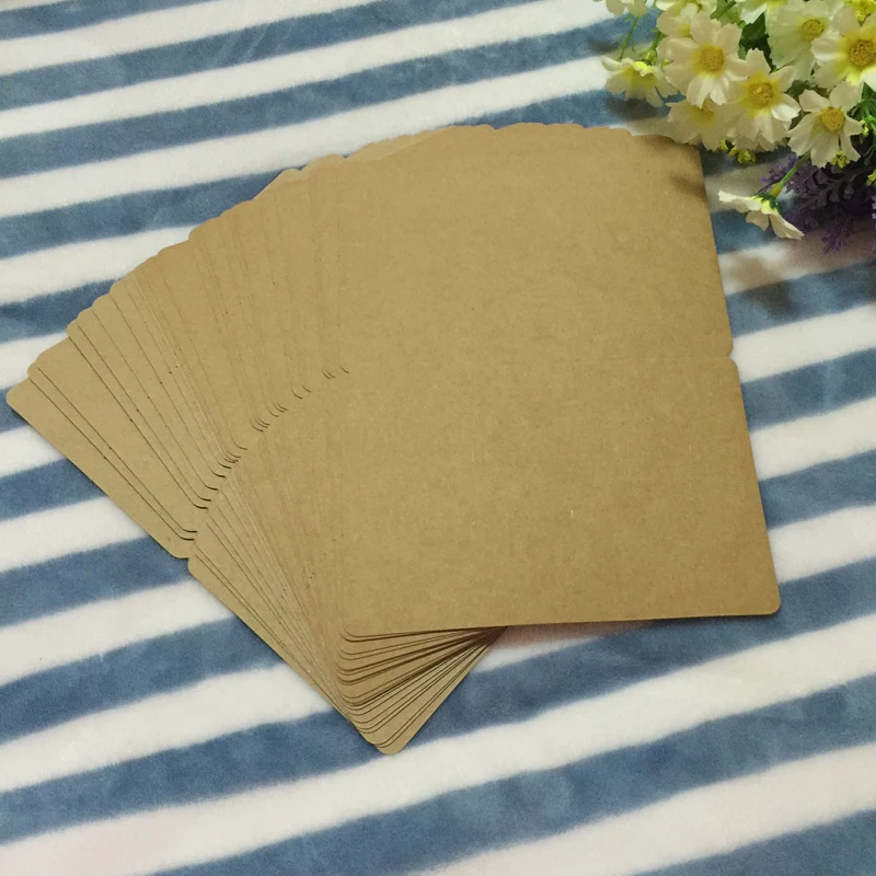 kraft 9,4*15 см Цвет складной DIY открытка пустые поздравительные открытки Черный Белый крафт карты свадебные вечерние украшения - Цвет: kraft