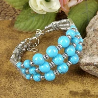 bohemia ethnic fusion bracelet red blue stone round glass beads bangle carving bracelet a203g